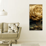 Modern Golden Flower and Waves Premium Canvas Wall Painting - Decor Smart