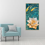 Modern Golden Lotus with koi Fish Abstract Canvas Wall Painting - Decor Smart