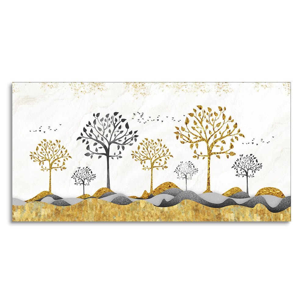 Modern Golden Tree Art Premium Canvas Wall Painting - Decor Smart