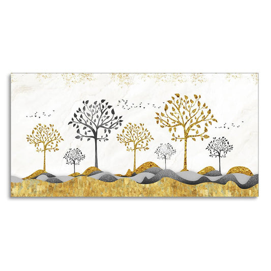 Modern Golden Tree Art Premium Canvas Wall Painting - Decor Smart