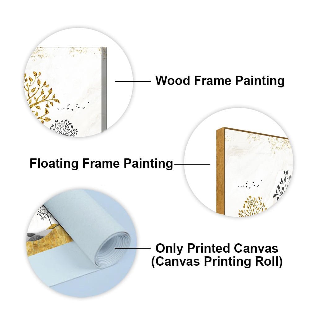 Modern Golden Tree Art Premium Canvas Wall Painting - Decor Smart