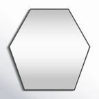 Modern Hexagon Shape Black Wooden Wall Mirror