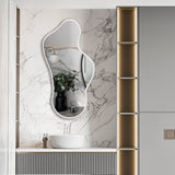 Modern Irregular Decorative Bathroom Wall Mounted with White Wooden Finish - Decor Smart