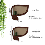 Modern Leaf Shape Design Art Wooden Wall Mirror - Decor Smart