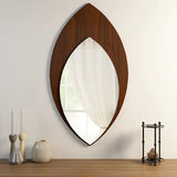 Modern Leaf Shape Designer Decorative Art Wooden Wall Mirror - Decor Smart
