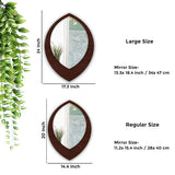 Modern Leaf Shaped Designer Decorative Art Wooden Wall Mirror - Decor Smart