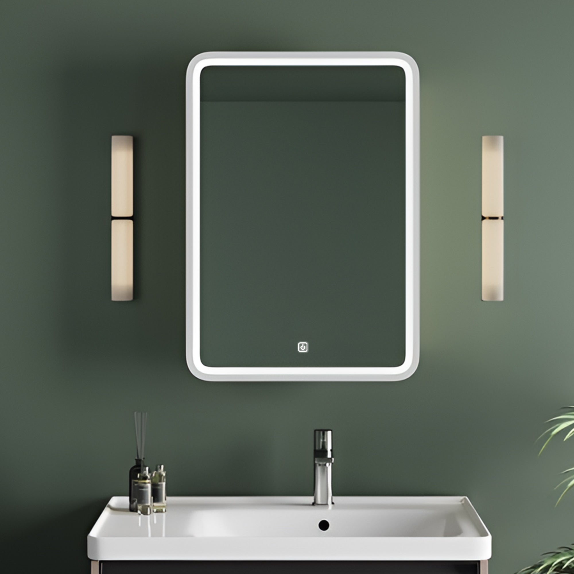 Modern LED Vanity Mirror Cabinet with Smooth Corners and Storage