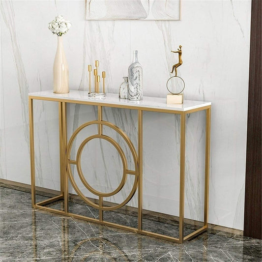 Modern Minimalist White Marble Gold Console Table - Decor Smart