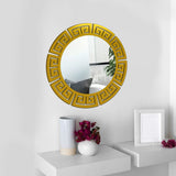 Modern Round Shape Decorative Design Wooden Wall Mirror With Gold Texture - Decor Smart