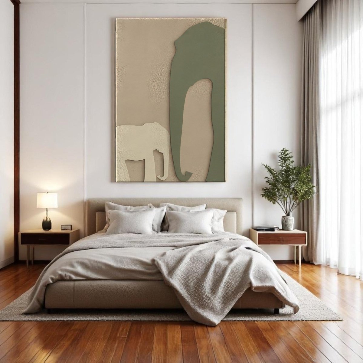 Modern Safari Elephant Duo Inspired 3D Wall Art Home Decor
