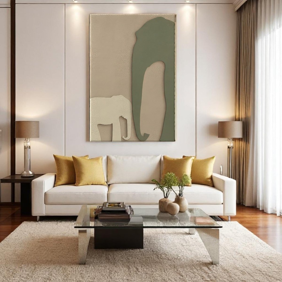 Modern Safari Elephant Duo Inspired 3D Wall Art Home Decor