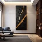 Modern Sculptural Wall Decor in Matte Black and Metallic Gold