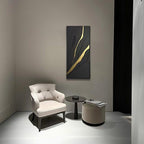 Modern Sculptural Wall Decor in Matte Black and Metallic Gold