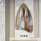 Modern Shield-Shaped Wall Mirror in Golden Frame