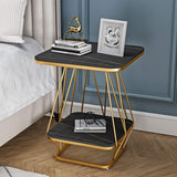 Modern Square Shaped Creative Artistic Golden Metal Finish with Black Marble - Decor Smart
