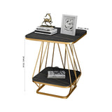 Modern Square Shaped Creative Artistic Golden Metal Finish with Black Marble - Decor Smart