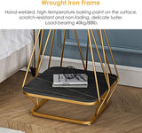 Modern Square Shaped Creative Artistic Golden Metal Finish with Black Marble - Decor Smart