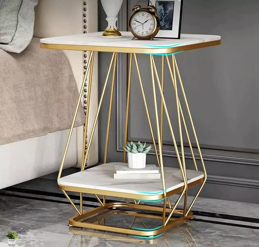 Modern Square Shaped Creative Artistic Golden Metal Finish with White Marble - Decor Smart