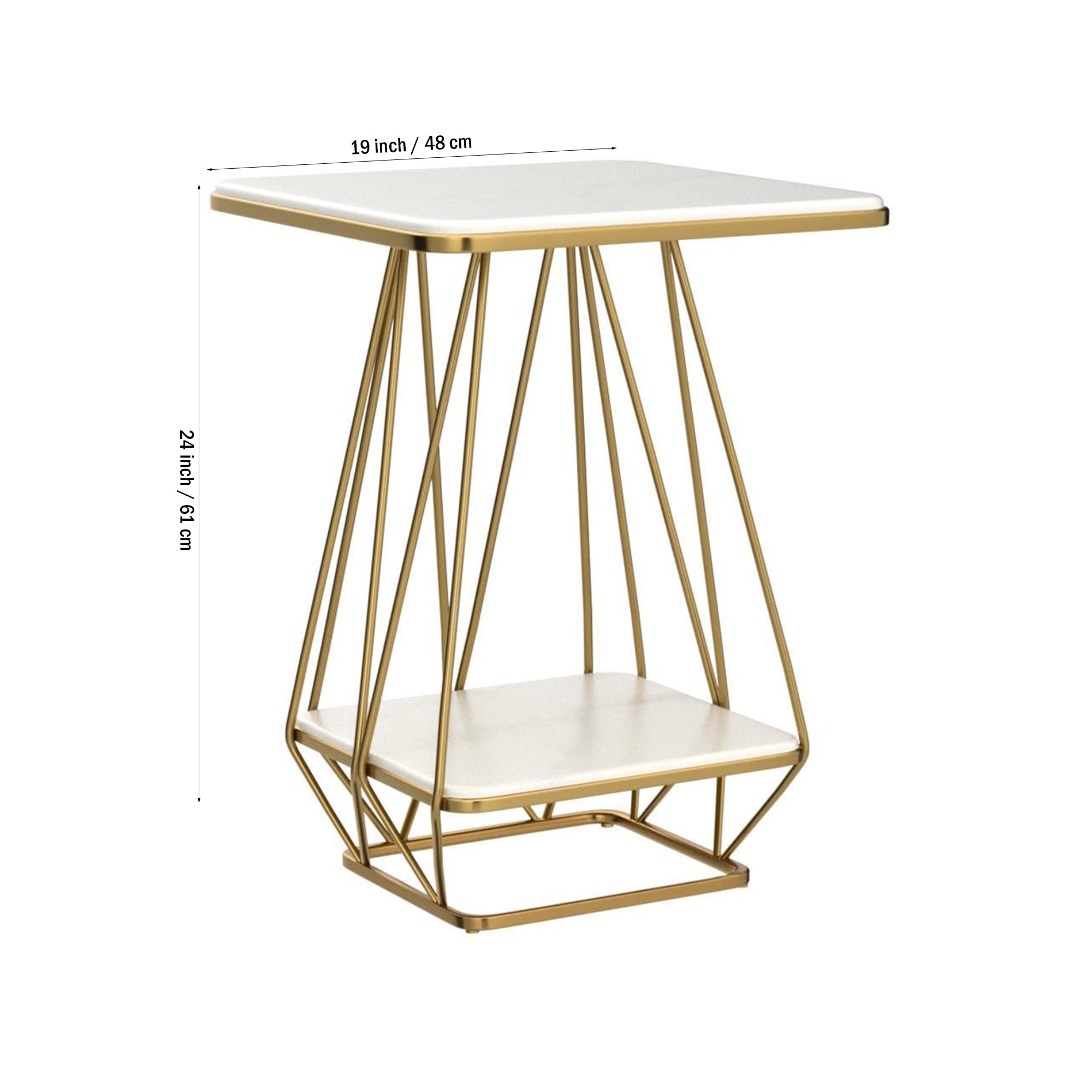 Modern Square Shaped Creative Artistic Golden Metal Finish with White Marble - Decor Smart