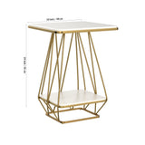 Modern Square Shaped Creative Artistic Golden Metal Finish with White Marble - Decor Smart