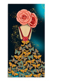 Modern Style Abstract Girl with Colorful Butterflies Premium Canvas Wall Painting - Decor Smart
