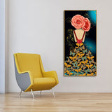 Modern Style Abstract Girl with Colorful Butterflies Premium Canvas Wall Painting - Decor Smart