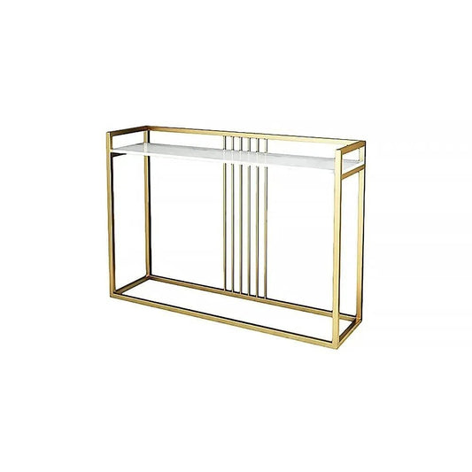 Modern Style Console Table In Sleek Golden Rods Design - Decor Smart