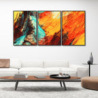 Modern Texture Colorful Abstract Floating Canvas Wall Painting Set of Three