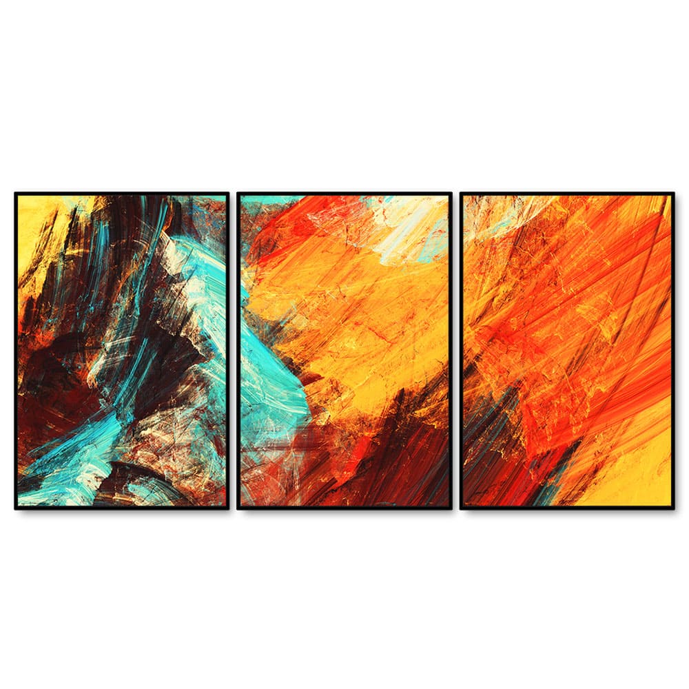 Modern Texture Colorful Abstract Floating Canvas Wall Painting Set of Three