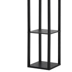Modern Tower Lamp with Storage Shelves and Floral Shade