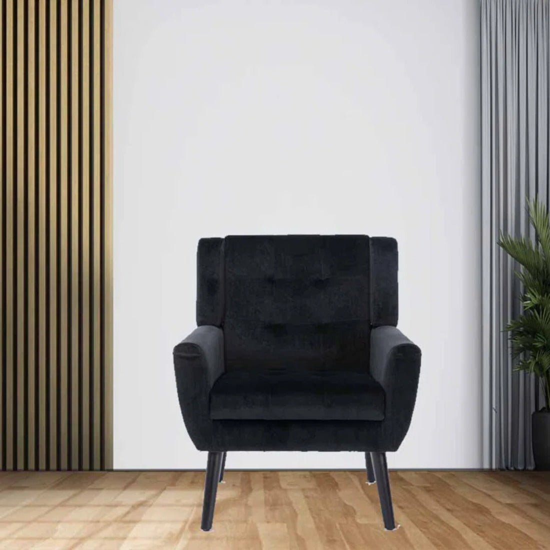 Modern Urban Black Super Soft Velvet Sofa Lounge Chair - Decor Smart