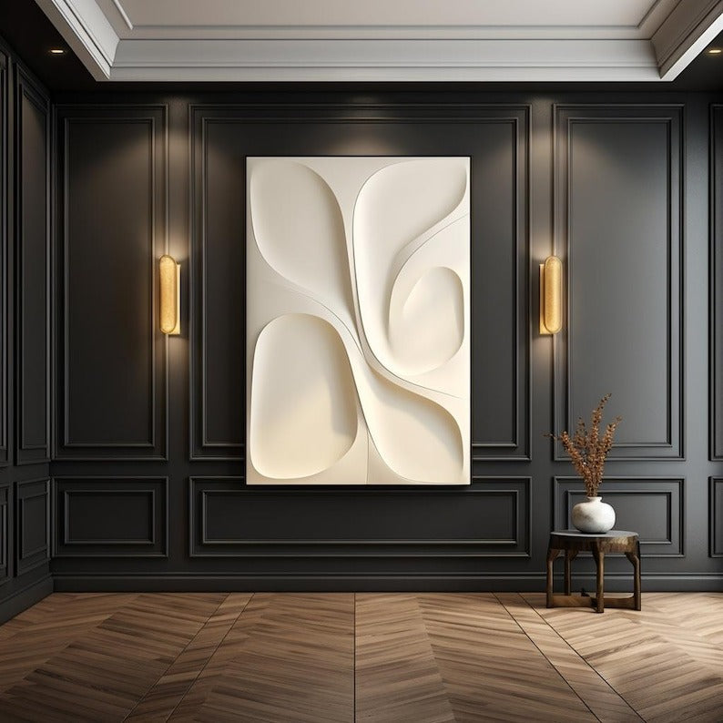 Modern Vertical 3D Wall Decor with Soft Curved Texture