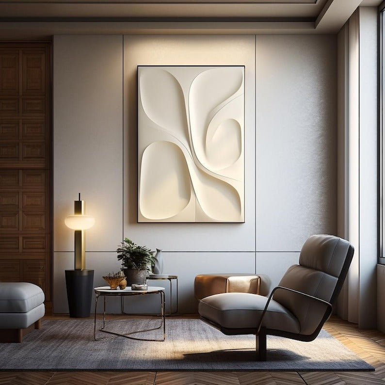 Modern Vertical 3D Wall Decor with Soft Curved Texture