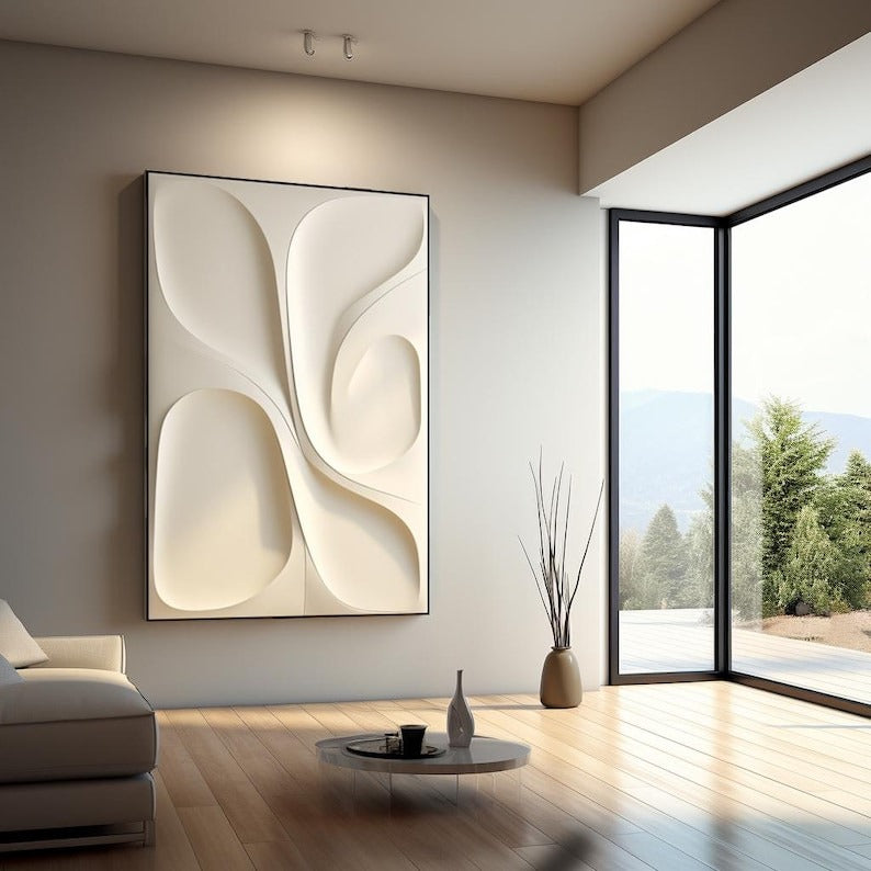 Modern Vertical 3D Wall Decor with Soft Curved Texture