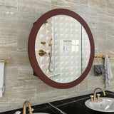 Modish Circular Shaped Wooden Bathroom Cabinet Mirror with 2 Spacious Shelves with Brown Finish - Decor Smart
