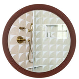 Modish Circular Shaped Wooden Bathroom Cabinet Mirror with 2 Spacious Shelves with Brown Finish - Decor Smart