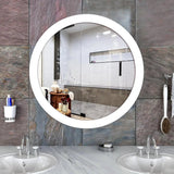 Modish Circular Wooden Bathroom Cabinet Mirror with 2 Spacious Shelves with White Finish - Decor Smart