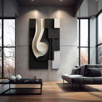 Monochrome Swirl Geometric Black and White 3D Wall Art Home Decor