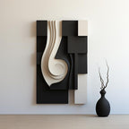 Monochrome Swirl Geometric Black and White 3D Wall Art Home Decor