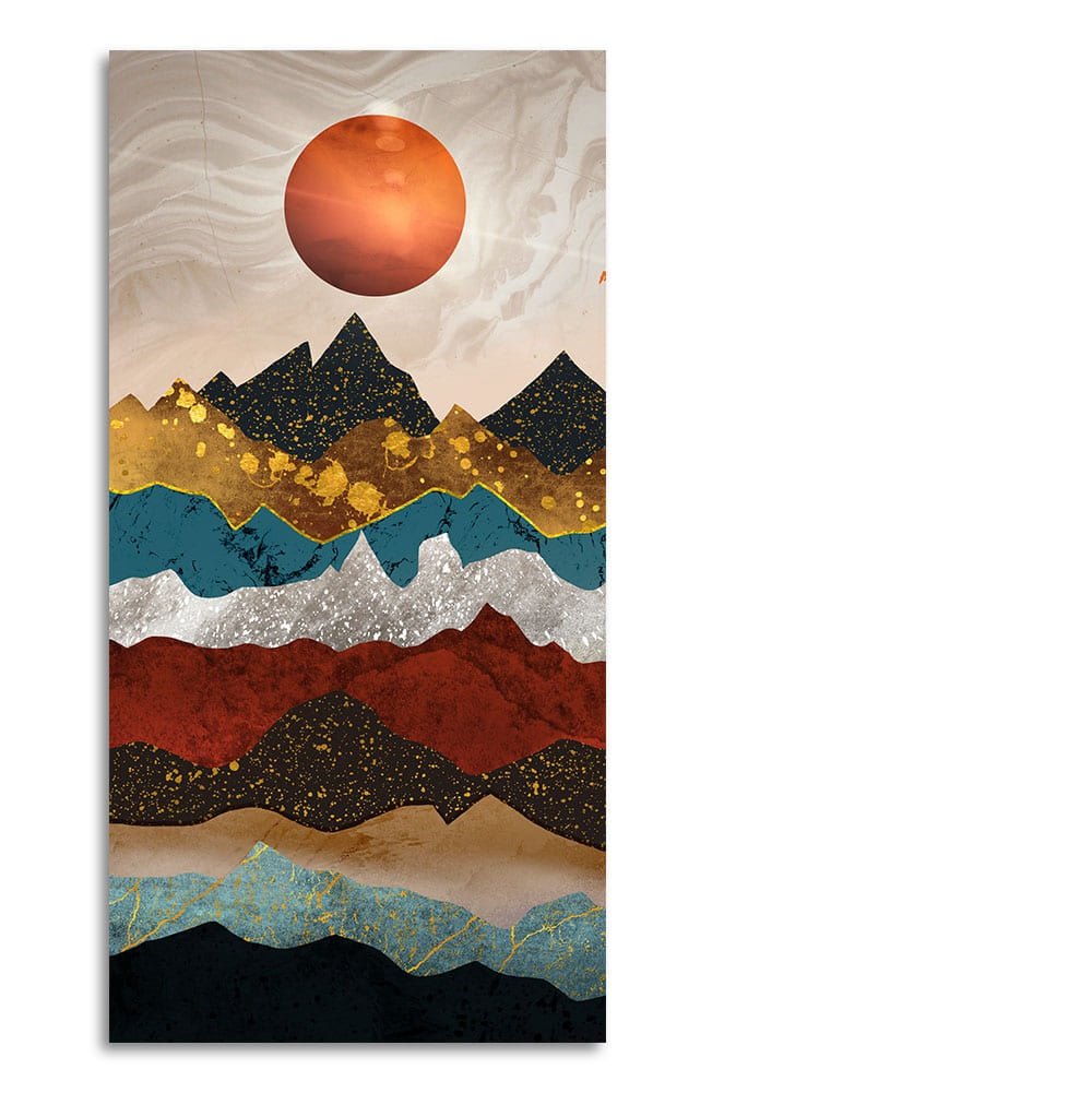 Moon Mountain Amber Dusk Art Premium Canvas Wall Painting - Decor Smart