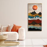 Moon Mountain Amber Dusk Art Premium Canvas Wall Painting - Decor Smart
