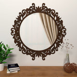 Motif Design Art Modern Round Shape Mirror with Wood Frame - Decor Smart