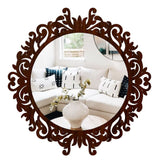 Motif Design Art Modern Round Shape Mirror with Wood Frame - Decor Smart