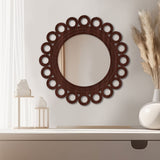Motif Round Circular Design Art Wooden Wall Mirror - Decor Smart