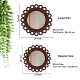 Motif Round Circular Design Art Wooden Wall Mirror - Decor Smart
