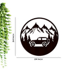 Mountain Forest Road Jeep Art Backlit Wooden Wall Hanging with LED Night Light Walnut Finish - Decor Smart