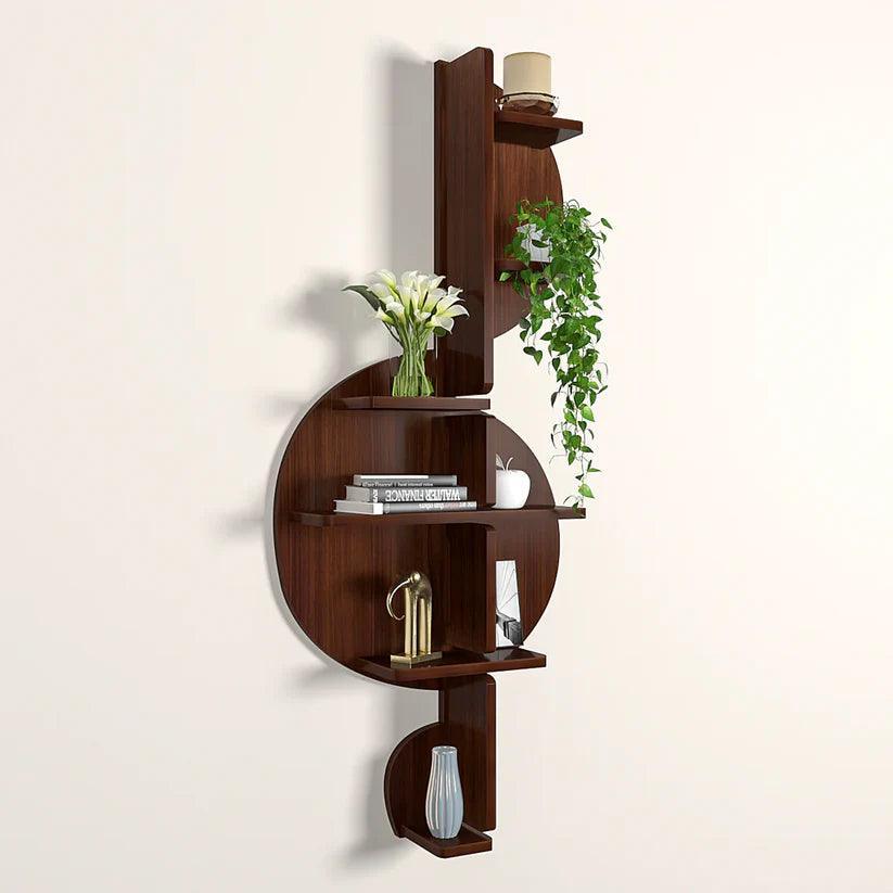 Music Note Backlit Designer Wooden Wall Shelf / Book Shelf / Night Light, Walnut Finish - Decor Smart