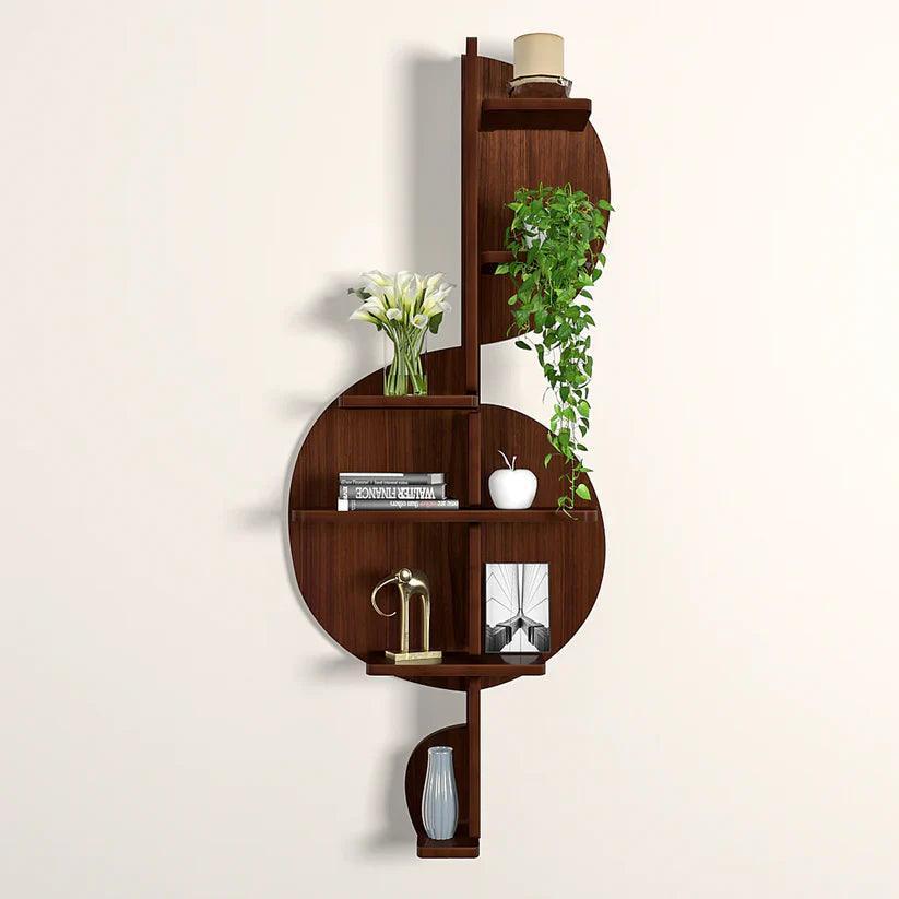 Music Note Backlit Designer Wooden Wall Shelf / Book Shelf / Night Light, Walnut Finish - Decor Smart