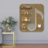 Music Symbol Note Backlit Wooden LED Light Wall Shelf with Oak Finish - Decor Smart