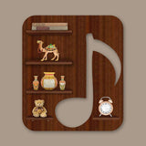 Music Symbol Note Backlit Wooden LED Light Wall Shelf with Walnut Finish - Decor Smart